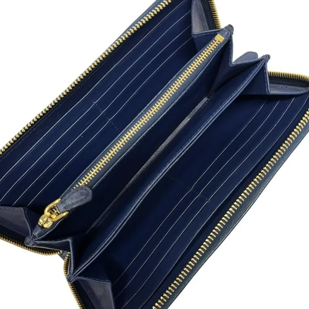 Prada Wallet Blue Zip Around Leather - Picture 3 of 6